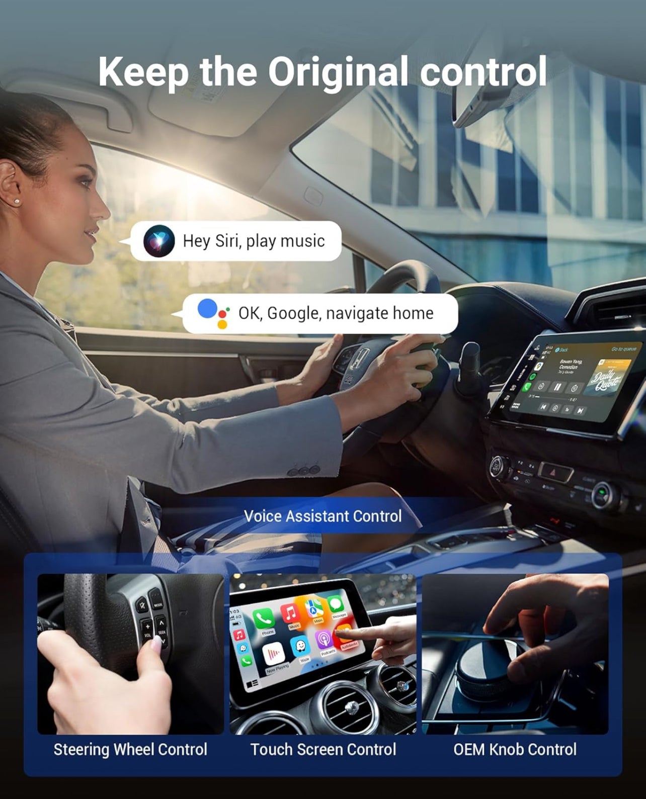OTTOCAST Play2Video Pro – Wireless CarPlay & Android Auto Adapter with YouTube, Netflix, Spotify, IPTV | 5GHz WiFi, Auto Connect, No Delay | Compatible with OEM Wired CarPlay
